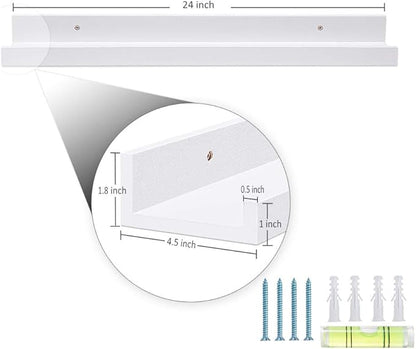 AZSKY 24 Inch Picture Ledge Shelf Floating Shelves Wall Mounted Set of 2 White