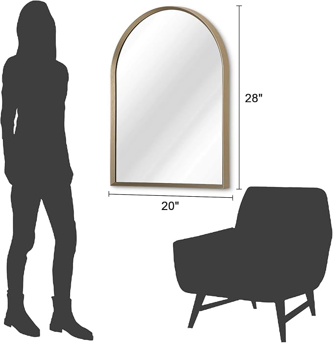 Bathroom Arched Wall Mirror Brushed Metal Vanity Wall Mounted Mirror for LivingRoom Bedroom Entryway Room Vanity Home Decor 28