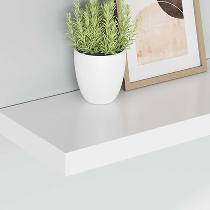 White Honeycomb MDF Floating Wall Shelf Set of 2 with Metal Brackets for Modern Home Office Decor, Invisible Mounting System, Space-Saving Display Shelves for Books