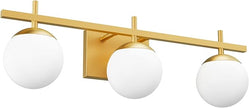 Ralbay Mid Century Modern Gold Bathroom Light Fixtures Gold Milky Glass Modern Bathroom Vanity Lights Over Mirror, Gold 3-Light (Exclude Bulb)