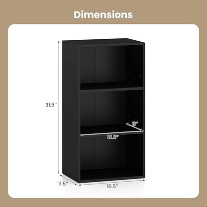 Giantex 2 Pieces 3 Shelf Bookcase Book Shelves Open Cube Storage Cabinet Multi-Functional Home Office Bedroom Furniture Display Bookcases, Black