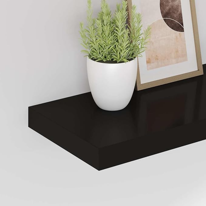 Wall Shelf Set of 4 Black Honeycomb MDF with Metal Wall Mounting, Floating Shelves for Modern Decor, Minimalist Display Storage for Books and Collectibles, Easy Installation,