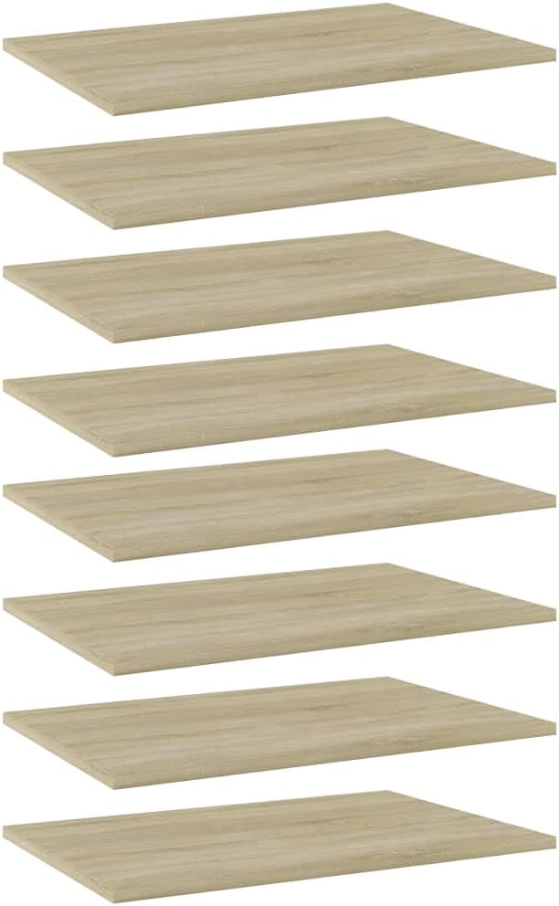 Set of 8 Sonoma Oak Floating Wall Shelves, 23.6x23.6 Inch Minimalist Engineered Wood Storage Shelving for Living Room, Kitchen and Home Decor