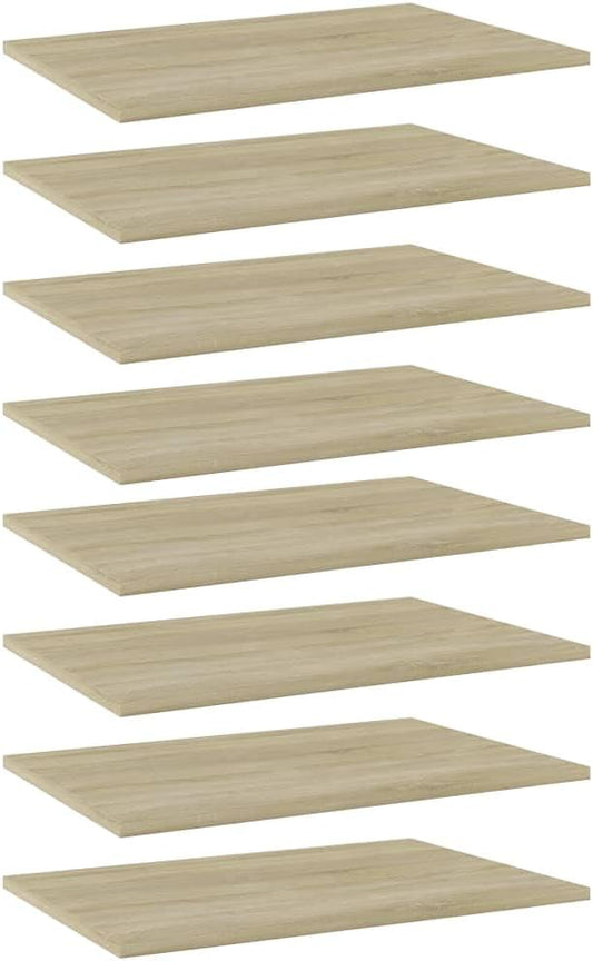 Set of 8 Sonoma Oak Floating Wall Shelves, 23.6x23.6 Inch Minimalist Engineered Wood Storage Shelving for Living Room, Kitchen and Home Decor