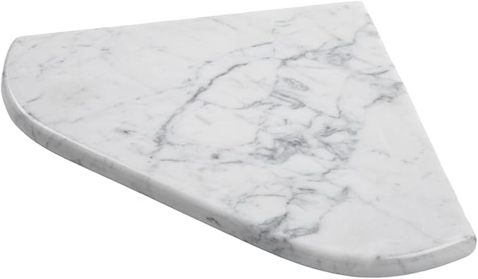 Marble Corner Shower Shelf, 8 Inch Carrara White Marble Corner Shelf for Bathroom Shower Decor, Wall Mounted, Polished, 1 Pc