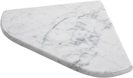 Marble Corner Shower Shelf, 8 Inch Carrara White Marble Corner Shelf for Bathroom Shower Decor, Wall Mounted, Polished, 1 Pc