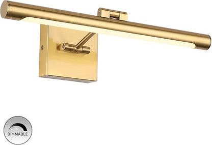 Joosenhouse LED Picture Light Fixtures Dimmable 16.53" Inch Modern Metal Artwork Hallway Lamps with Single Swing Arm, 7W (50W Eqv.), Hardwired Connection, Warm White, CRI80+, Golden-Like Brass Finish