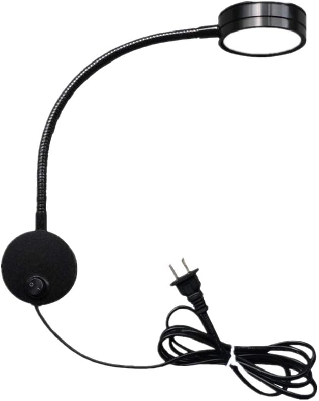 Youngine 5W Plug Wired Flexible Gooseneck Wall Sconce Reading Lamp Art Works Show Accent Light Wall Mount Spot Lamp Fixture with On/off Switch (Round Black-Cool White)