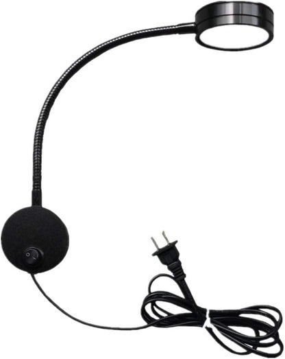 Youngine 5W Plug Wired Flexible Gooseneck Wall Sconce Reading Lamp Art Works Show Accent Light Wall Mount Spot Lamp Fixture with On/off Switch (Round Black-Cool White)