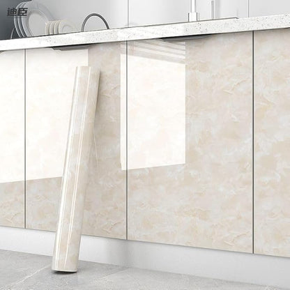 Yancorp 16"x120" Cream White Contact Paper Removable Wallpaper Peel and Stick Countertops Waterproof Marble Wallpaper Self-Adhesive Peel and Stick Backsplash for Cabinets Kitchen