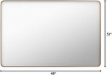 LOAAO 48”X32” Gold Bathroom Mirror, Rounded Rectangle Gold Frame Mirror, Brushed Gold Bathroom Vanity Mirror Wall-Mounted, Anti-Rust, Tempered Glass, Hangs Horizontally or Vertically