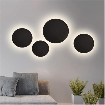 Modern Nordic Round LED Wall Light Black Metal 3000K Warm Light Gold Glow Wall Mounted Lamp for Bedroom Living Room Hallway Stairway Minimalist Ambient Wall Sconce(Dark,16"/40cm)