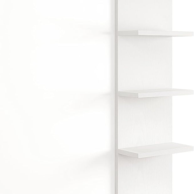 Fun Memories 5-Tier Wall Shelf Unit, 48" Tall Floating Storage Organizer for Bedroom, Living Room, and Home Decor, White Vertical Shelving Unit