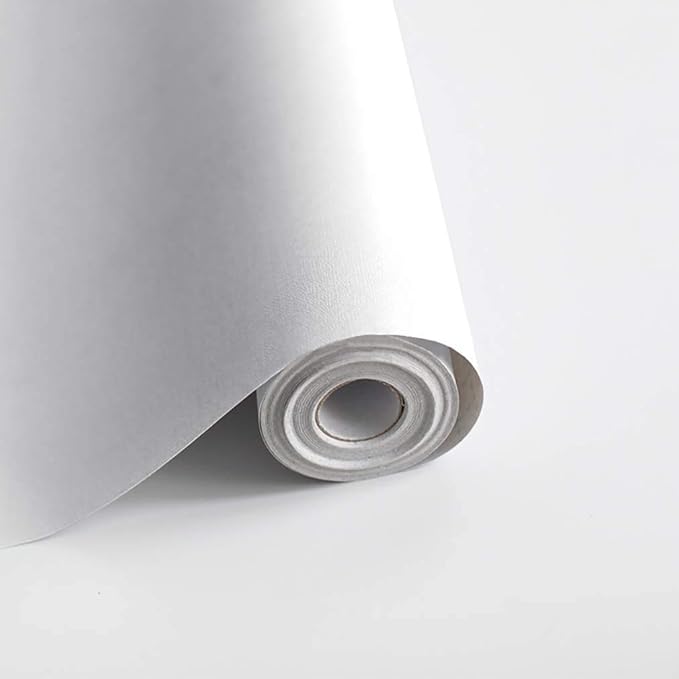 Safiyya 590.5"x17.7" White Peel and Stick Wallpaper White Contact Paper Removable Temporary Self Adhesive Decorative Wallpaper Vinyl Roll for Wall