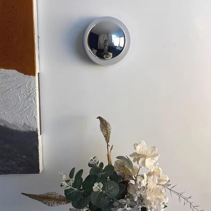 Modern Sphere Wall Sconce, 6.3 Inch Round Ball Light with Backlit Glow Effect, Contemporary Accent Fixture for Bedroom, Living Room, Bathroom Vanity, Hallway(Chrome)