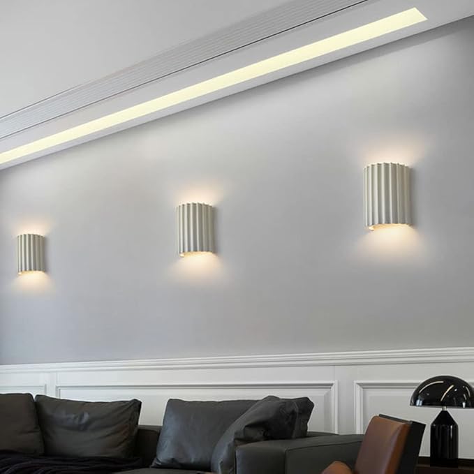 Contemporary Mini Wall Light Minimalist Half-Cylinder Desgin White Wall Mounted Lamp Resin Plaster Wall Sconce for Living Room Bed Room Stairway Hallway