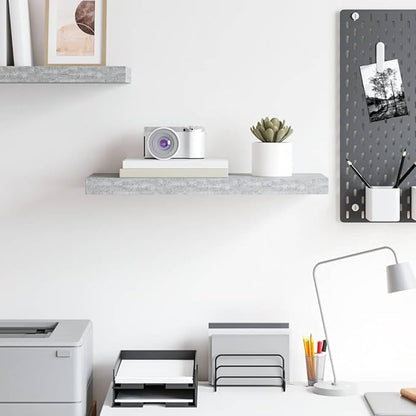 Concrete Grey Honeycomb MDF and Metal Floating Wall Shelf, 4-Piece Set for Stylish Storage and Modern Display