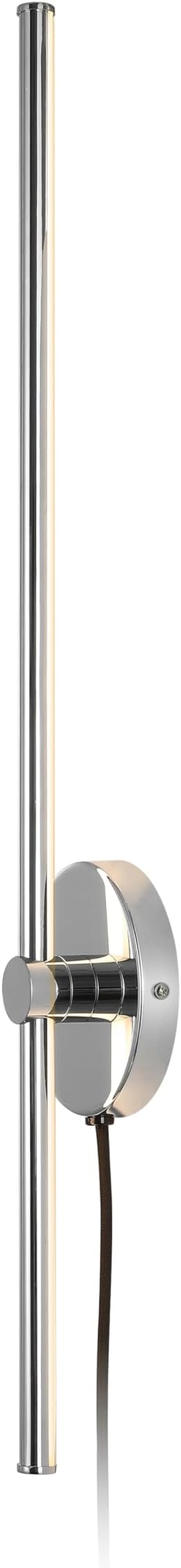 JONATHAN Y 27.25" Chrome 1-Light Modern Integrated LED Wall Sconce, Minimalist Plug-in Adjustable Bar Lamp for Bedroom Living Room, Dimmable Iron Metal Wall Light, 3000K (JYL7136C)