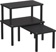 Cabinet Organizer Shelf(Set of 3),Bamboo Kitchen Counter Shelves for Countertop and Cabinet,Stackable Shelf Spice Racks,Medium (Black)