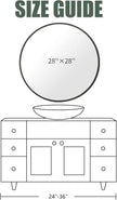 BEAUTYPEAK 28 Inch Round Mirror, Metal Frame Circle Mirror, Wall Mounted for Entryway, Bathroom, Vanity, Living Room, Black