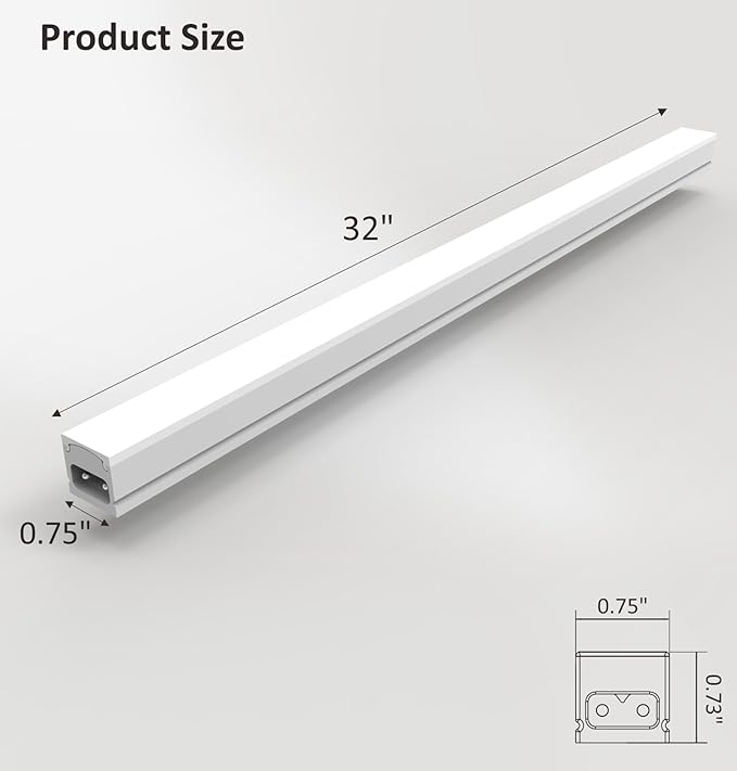Under Cabinet Lighting Plug in, 32 Inch 1 Pc, Linkable AC120V 3CCT 3000K/4000K/5000K Ultra Slim, LED Under Cabinet Lights for Counter Light, Kitchen, Shelf, Sink, Workshop, Desk, White