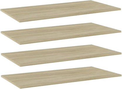 Set of 4 Wall Mounted Floating Shelves, 39.4 Inch Sonoma Oak Engineered Wood Shelving for Living Room, Bedroom and Office Storage, Rectangular Display Boards