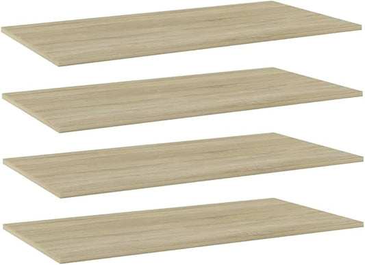 Set of 4 Wall Mounted Floating Shelves, 39.4 Inch Sonoma Oak Engineered Wood Shelving for Living Room, Bedroom and Office Storage, Rectangular Display Boards