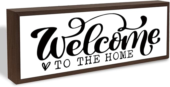 Welcome Home Decor, Rustic Framed Home Sign, Modern Farmhouse Wall Decoration, Living Room Decors, Front Door Signs for Porch Entryway Decor, Shelf Table Decors, Solid Wood Frame