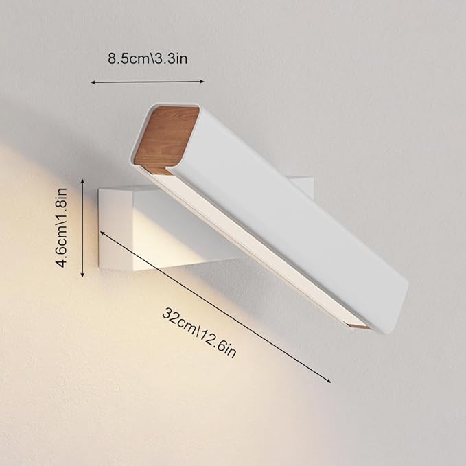 Linear Adjustable Wall Light Modern 4W LED Warm Light Wall Sconce Indoor 360° Rotation Wall Mounted Light Fixture, Aluminum Picture Lights for Gallery, Bedroom, Corridor (22cm/8.66")