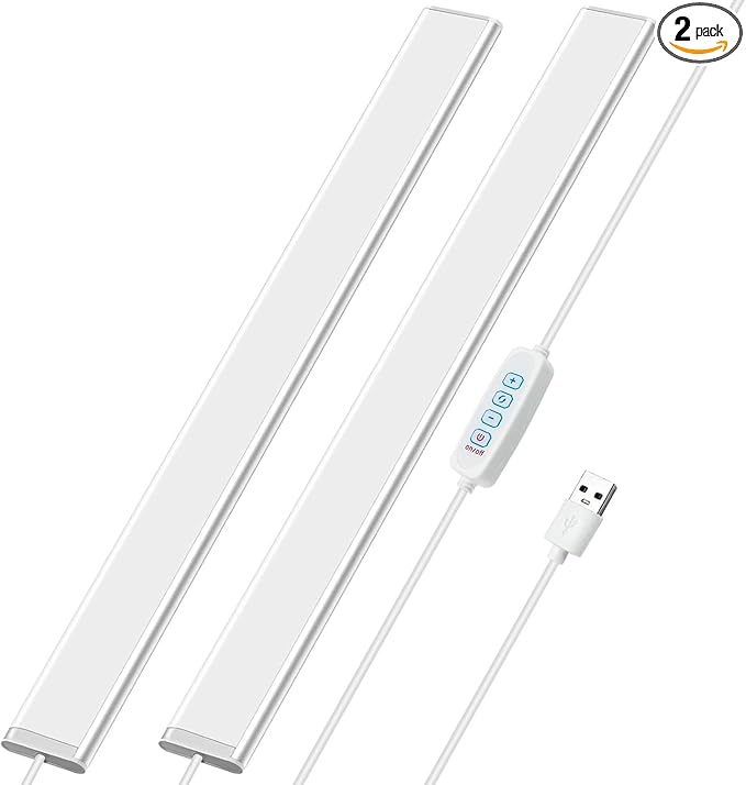 15.8in Under Cabinet Lights, 84 LED/12W Super Bright, Dimmable with Memory Function, 3‑Color Temperature, Ultra‑Slim Magnetic Under Counter Lighting for Kitchen, Cabinet & Shelf (2)