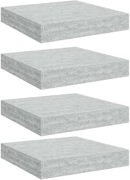 Concrete Grey Honeycomb MDF Floating Wall Shelf Set of 4 with Metal Frame, Modern Minimalist Storage for Books and Decor, Easy Installation, Space-Saving Design