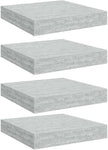 Concrete Grey Honeycomb MDF Metal Frame Floating Wall Shelf Set of 4, Sturdy Storage with Matte Finish for Modern Home Decor, Easy Installation, Space-Saving Design