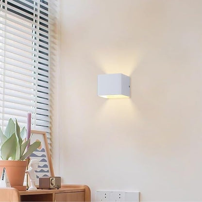 Modern Wall Light Small 7W LED 3000K Warm Light Fixtures Indoor Up Down Wall Wash Lamp Minimalist Wall Sconce Lighting for Living Room Bedroom Hallway Corridor Stairs(White)