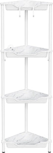 Orimade Rustproof 4 Tier Floor Standing Corner Shower Caddy Organizer, Plastic Metal Splicing Floor Corner Shelf Rack Storage Stands for Bathroom, Marble