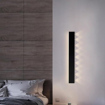 LED Wall Light, Ultra-Thin Black Metal Sconce with Mini Spotlight, Up and Down Lighting for Bedroom, Living Room, and Hallway - 3000K Warm White(80CM)