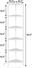 TUTOTAK 6-Tier Corner Bookshelf with LED Light,Corner Shelf for Small Space, Narrow Display Corner Shelf Stand with Storage Rack, for Living Room, Bedroom, Pure White V1BS05BW006L