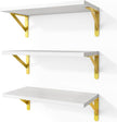 Fixwal Floating Shelves for Wall, Wood Wall Mounted Shelves for Bedroom, Bathroom, Living Room, Kitchen Storage and Decor(White, Set of 3, 16.5 Inch)