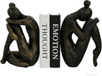 1 Pair Thinker Decorative Bookends for Shelves, Heavy-Duty Book Ends Holder, Resin Book Stopper for Office Home Living Room Decor