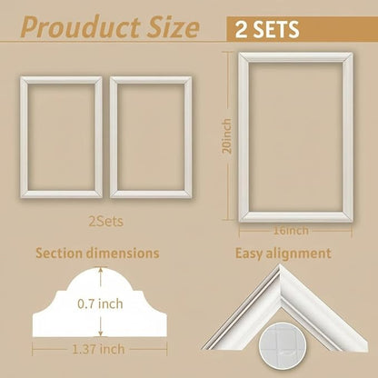Peel and Stick Wall Molding Kit, Wainscoting Panels kit for Walls, PreCut Wall molding 16 x 20 Inch, Easy Install Wall Wainscoting & Picture Frame Molding for Living Room, Bedroom, Home Decor