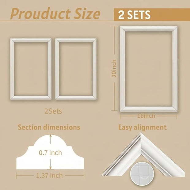 Peel and Stick Wall Molding Kit, Wainscoting Panels kit for Walls, PreCut Wall molding 16 x 20 Inch, Easy Install Wall Wainscoting & Picture Frame Molding for Living Room, Bedroom, Home Decor