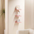 Small Floating Shelf, 6X6 Inches Farmhouse Wall Shelves for Living Room, Bedroom, Picture Frames, Plants, Kitchen, Set of 3 (Pink and White)