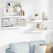 Set of 4 High Gloss White Honeycomb MDF Floating Wall Shelves with Metal Brackets for Modern Storage and Display