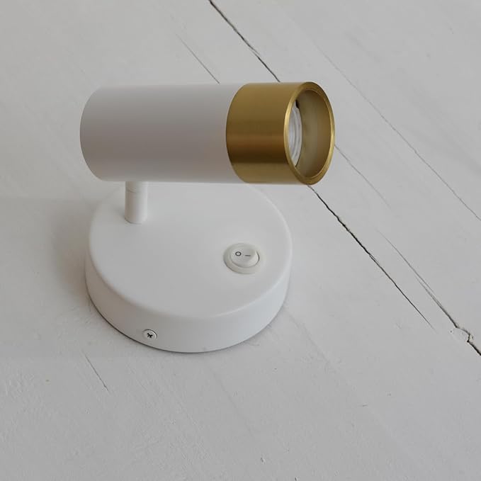 DUHU Wall Sconce Lights for Bedroom,White Wall Light with Switch,Indoor Modern Gold Hardwired Sconces Wall Lighting with Rotatable Lampshade,Wall Lamps for Living Room,Corner,Hallway,Bar,Wall Decor
