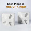 Decorative Square Marble Bookends for Heavy Books – Unique Book Ends for Shelves – Modern Aesthetic Book Holder/Stopper with Non-Slip Pads for Chic Home, Office, or Library Decor, White