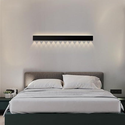 LED Wall Light, Ultra-Thin Black Metal Sconce with Mini Spotlight, Up and Down Lighting for Bedroom, Living Room, and Hallway - 3000K Warm White(120CM)