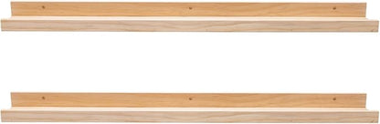 AZSKY Floating Shelves Wall Mounted Set of 2 Natural Wood Picture Shelves Wall Shelves for Bedroom Bathroom Living Room Kitchen Laundry Room Storage & Decoration 24 Inch