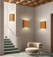 Contemporary Mini Wall Light Minimalist Half-Cylinder Desgin Wall Mounted Lamp Resin Plaster Wall Sconce for Living Room Bed Room Stairway Hallway (Orange, Small)