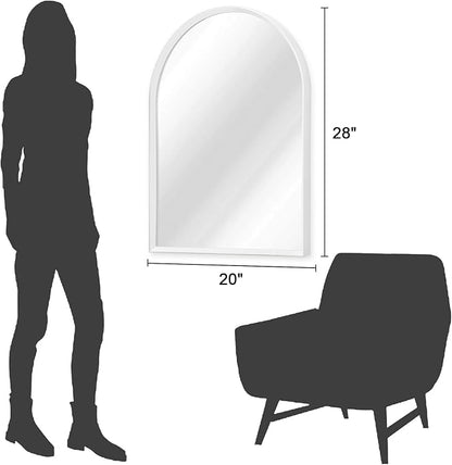 Arched Wall Mirror Bathroom Mirror Brushed Metal Vanity Wall Mounted Mirror for LivingRoom Bedroom Entryway Room Home Decor White 28"x20"