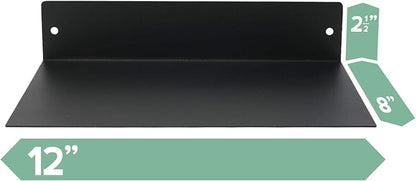 Mitus Floating Shelf Wall Mounted (8 inch x 12 inch) Heavy Duty Industrial Modern Steel, Black