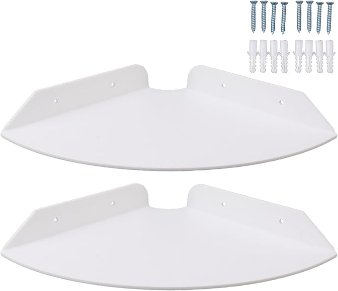 Yosoo Health Gear Acrylic Wall Mount Floating Corner Shelves 2pcs Quarter Round Shower Shelf, Sturdy Wall Storage Display Organizer for Bathroom Kitchen Bedroom Living Room 1.2 x 8.3 x 8.3in (White)